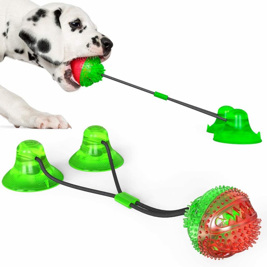 Mcher dog toys with suction cup, multifunctional dog game with plastic  rope, mcher balls for dog teeth for wooden tiles be