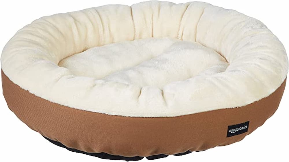 Amazon Basics Round Bolster Pet Bed with Flannel Top