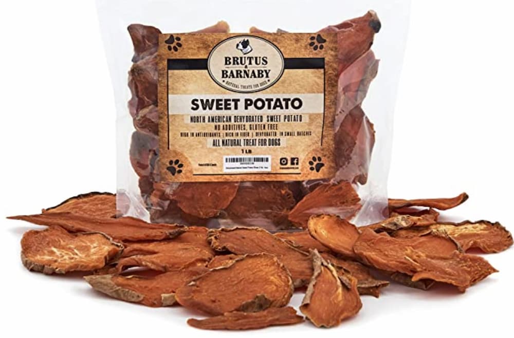 BRUTUS & BARNABY Sweet Potato Dog Treats- Dehydrated North American All Natural Thick Cut Sweet Potato Slices