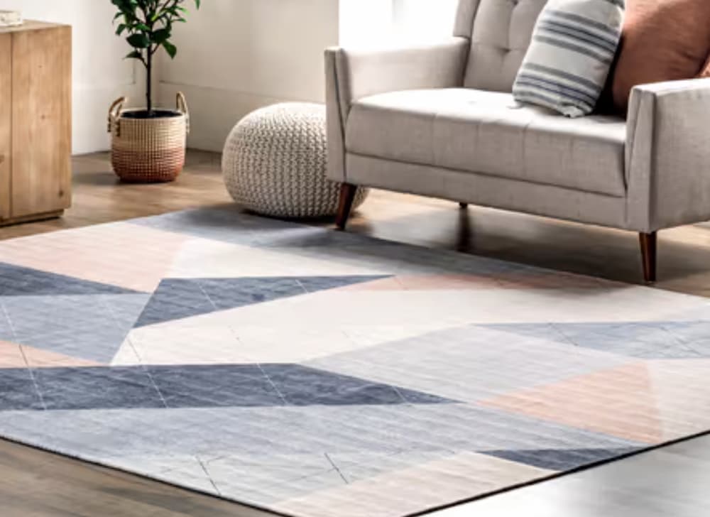Beige Amy Washable Contemporary Area Rug