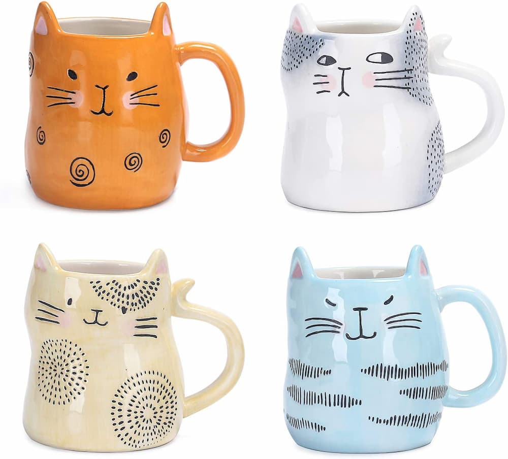 Bico Cartoon Cat Handcrafted Stoneware Ceramic 10oz Mugs
