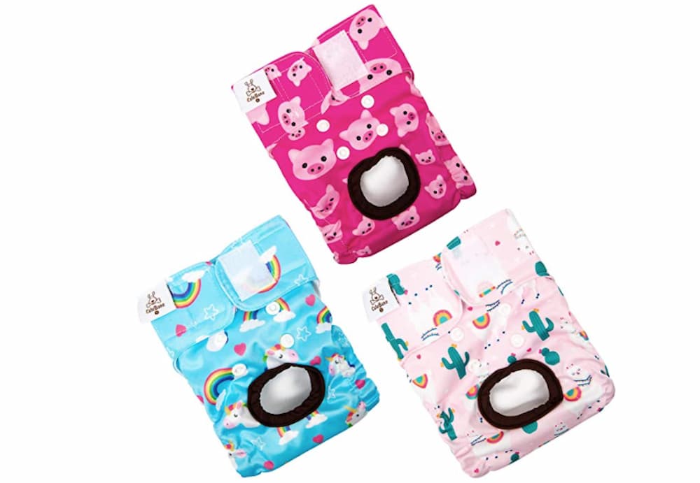 CuteBone Reusable Dog Diapers Female 3 Pack Washable Puppy Pants