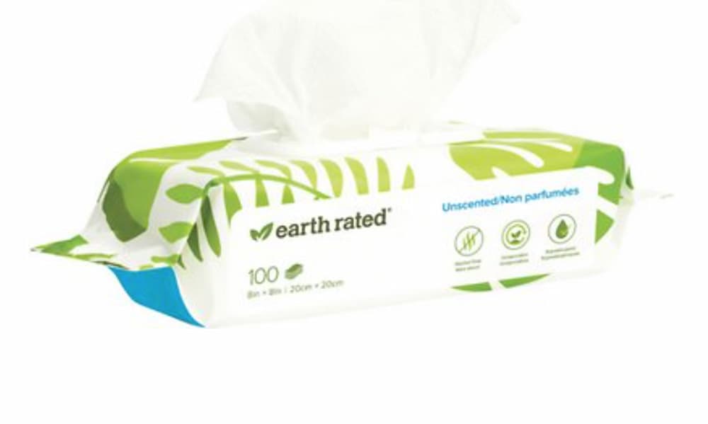 Earth Rated Plant-Based Compostable Unscented Dog Grooming Wipes