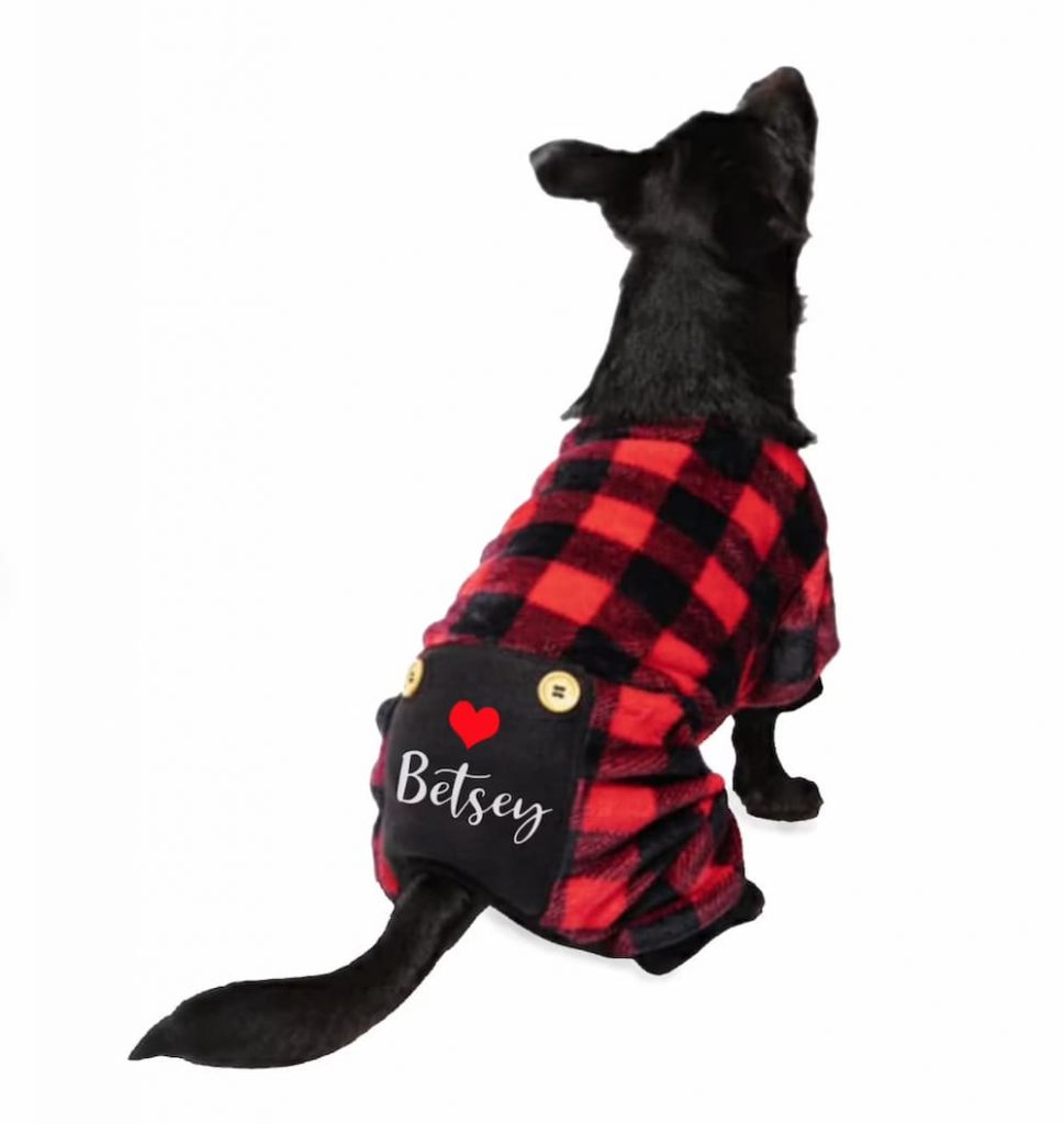 Etsy Red buffalo custom dog pjs