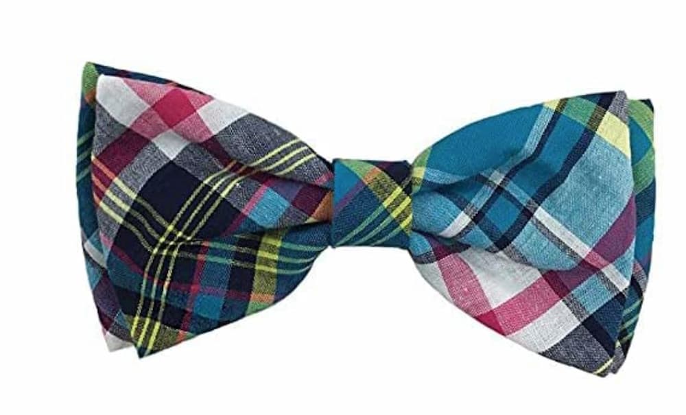 Huxley & Kent Bow Tie | Blue Madras | Pet Bow Tie Collar Attachment