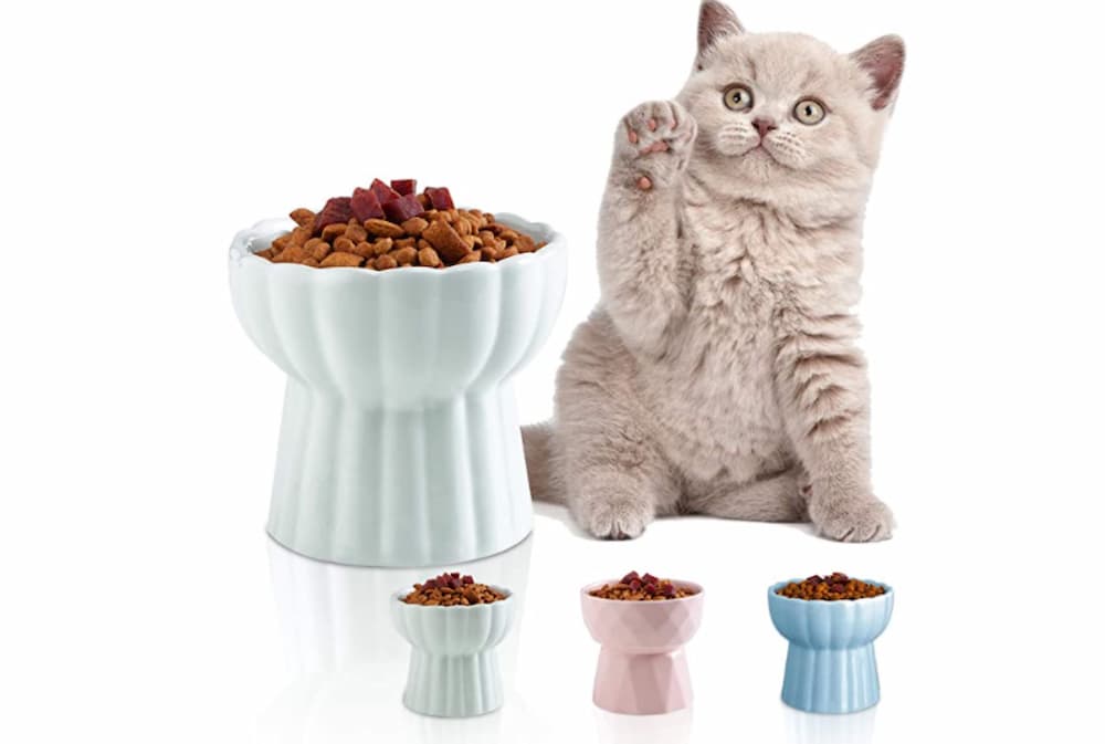 Jemirry Ceramic Cat Food Bowls, Raised Cat Bowls for Food and Water
