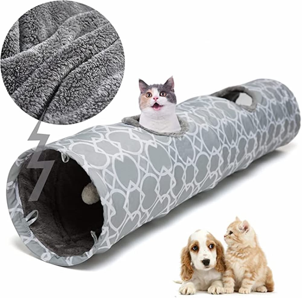 LUCKITTY Geometric Cat Tunnel with Plush Inside