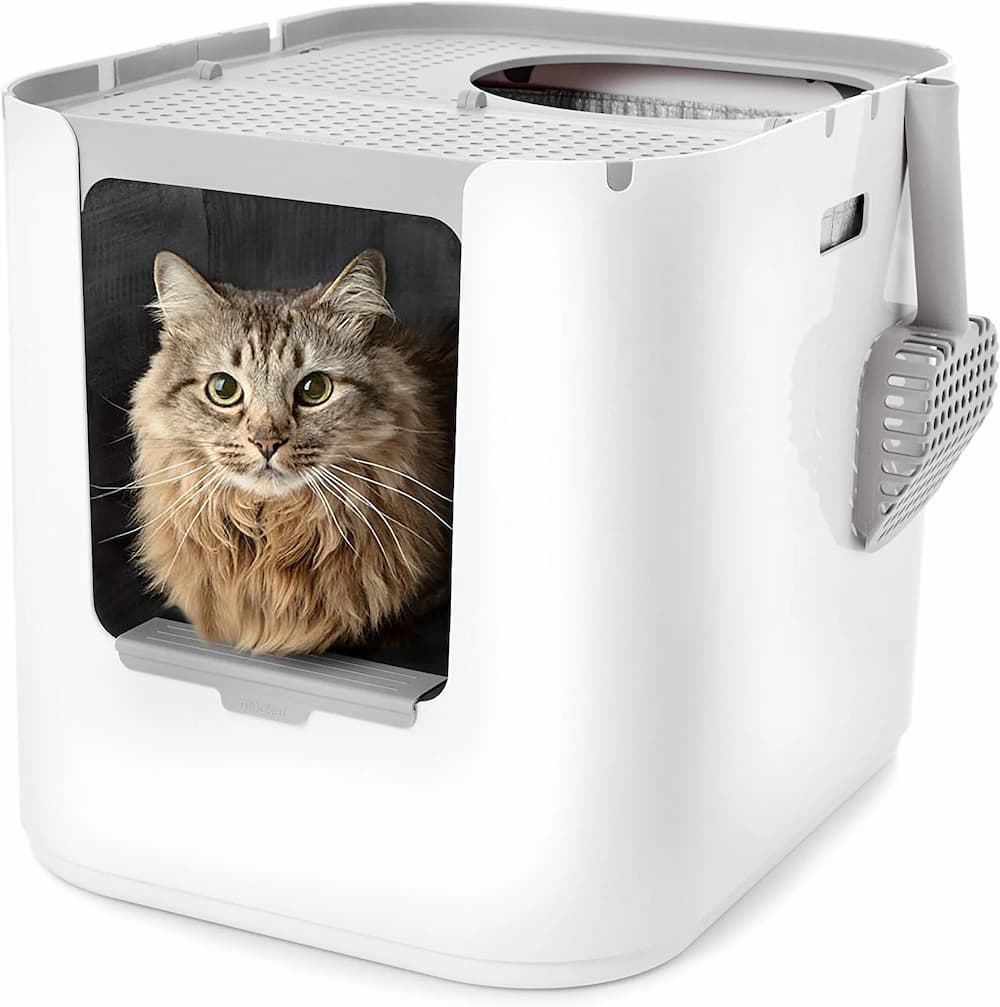 DINZI LVJ Litter Box Enclosure, Flip-Top Enclosed Litter Box, Hidden Cat  Washroom with Good Ventilation, Entrance Can Be on Left or Right, Cat House