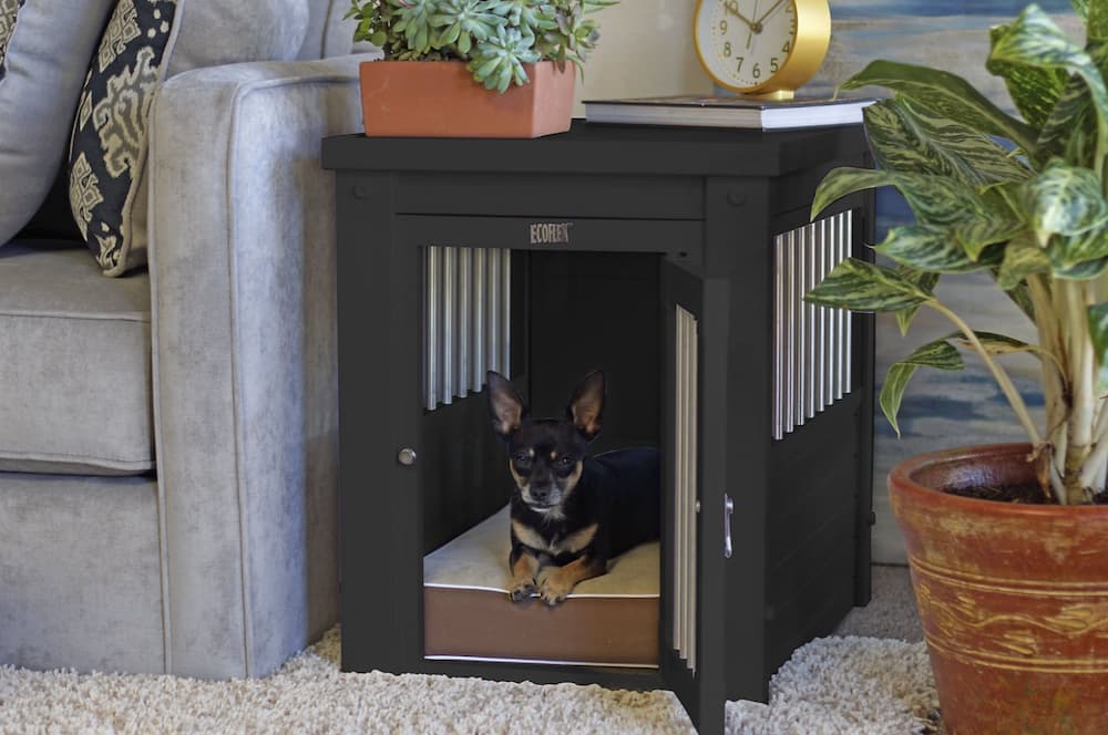 New Age Pet ecoFLEX cage pour chien à une porte, style meuble, et table d'appoint