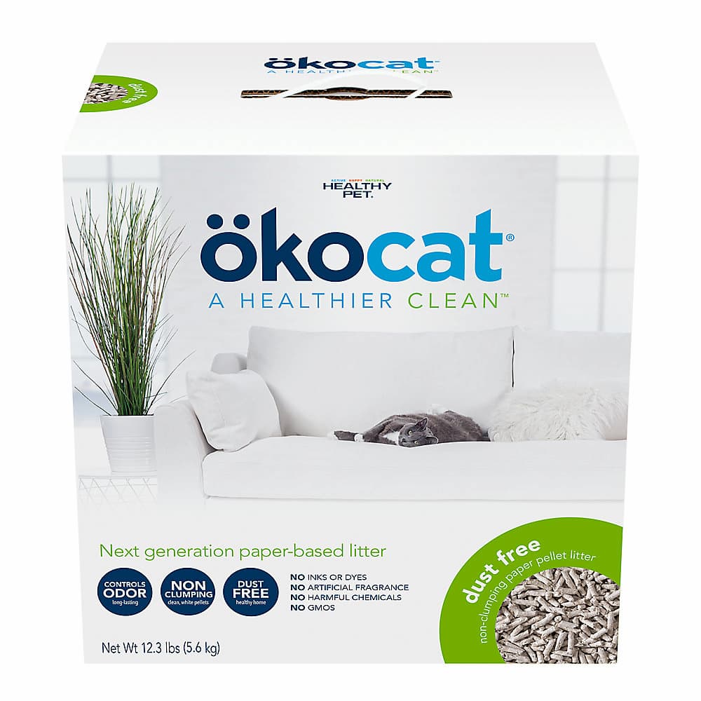 Okocat® Non-Clumping Paper Cat Litter that is dust free
