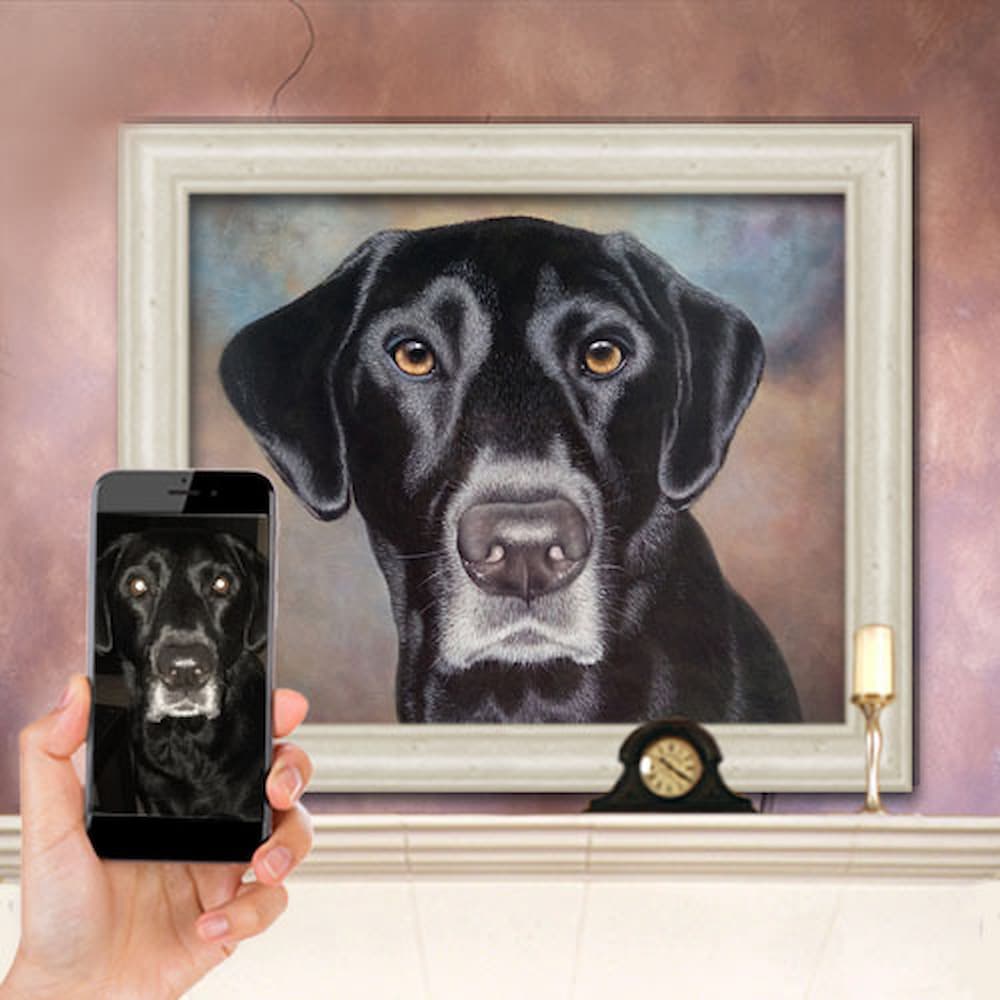Paint Your Life portrait of black dog
