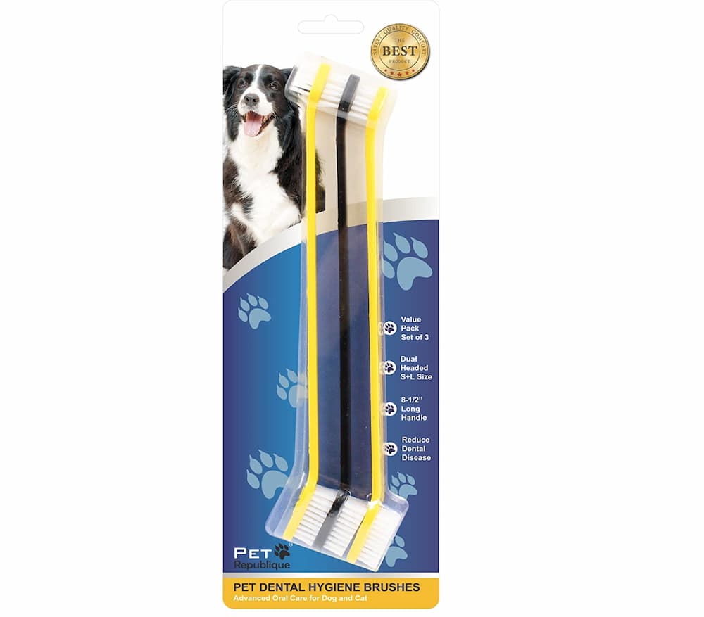 Pet Republique Dog Toothbrush Set of 3 – Dual Headed Dental Hygiene