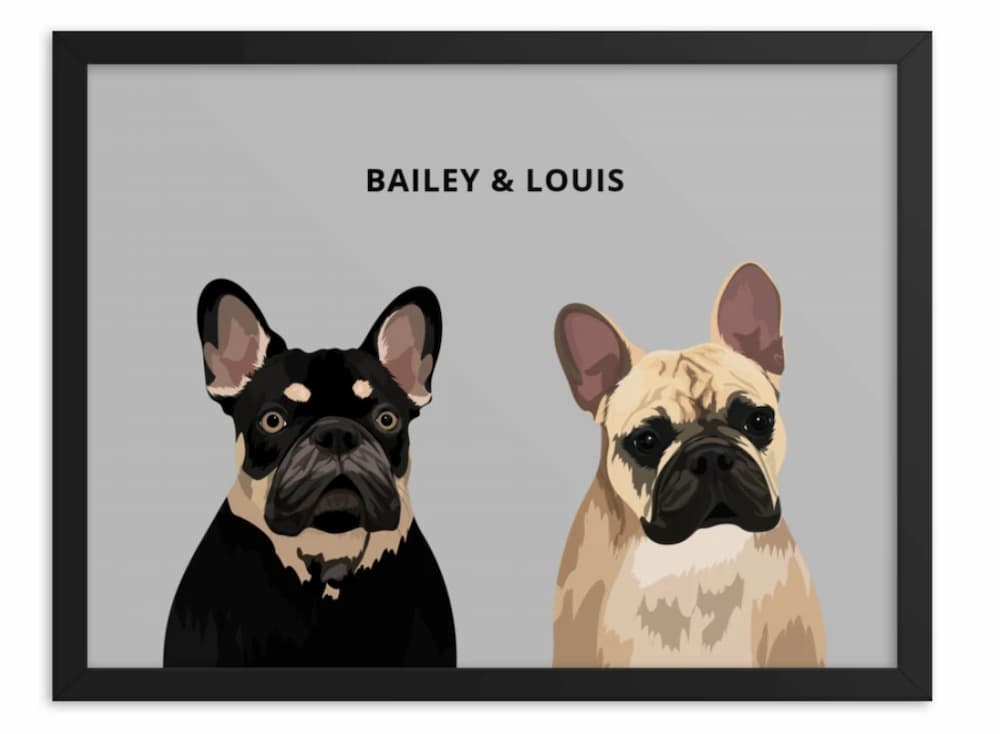 Custom pet portrait of two dogs from Sam and Jack