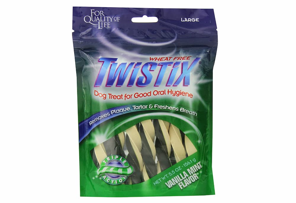 Twistix vanilla and mint dog dental chews