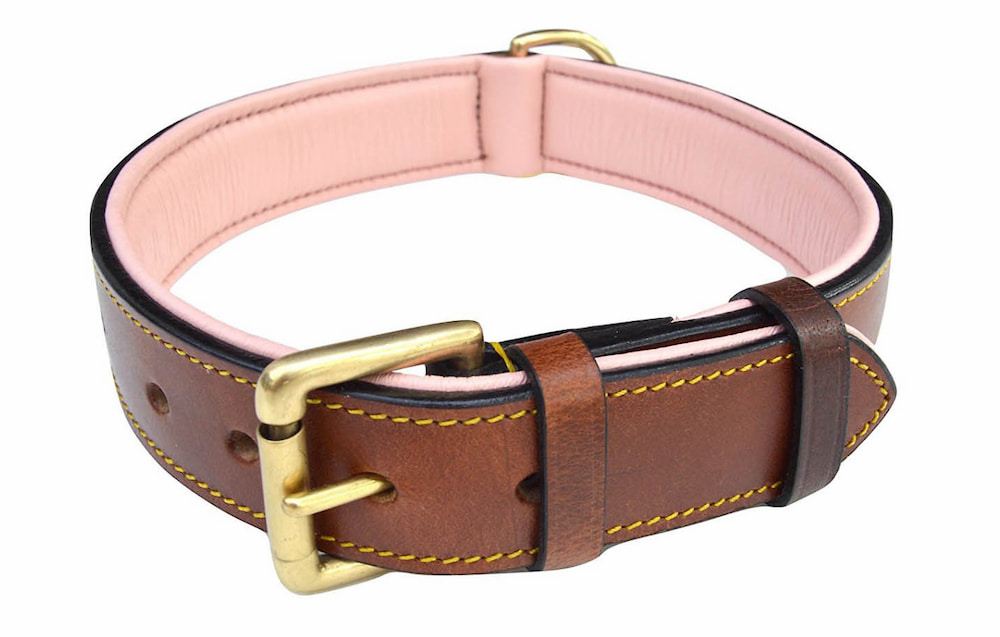 blu&ben Leather Dog Collar Soft & Durable Strong Waterproof Collars  Adjustable for Small Mudium Large Dogs Brown S