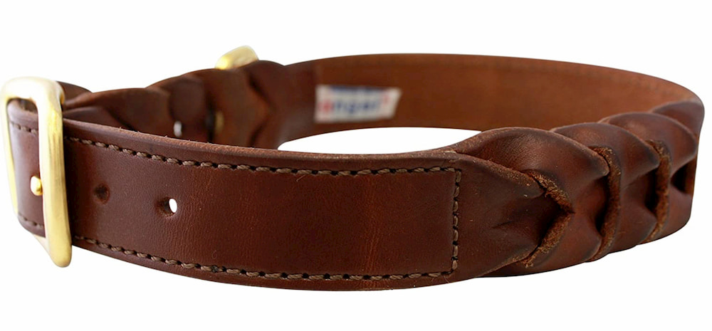 Thankspaw Leather Dog Collar Soft & Durable Strong Waterproof Collars  Adjustable for Small Medium Large Dogs Brown M