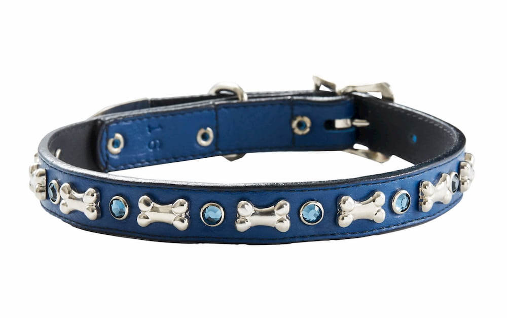 Rhinestone dog bone collar