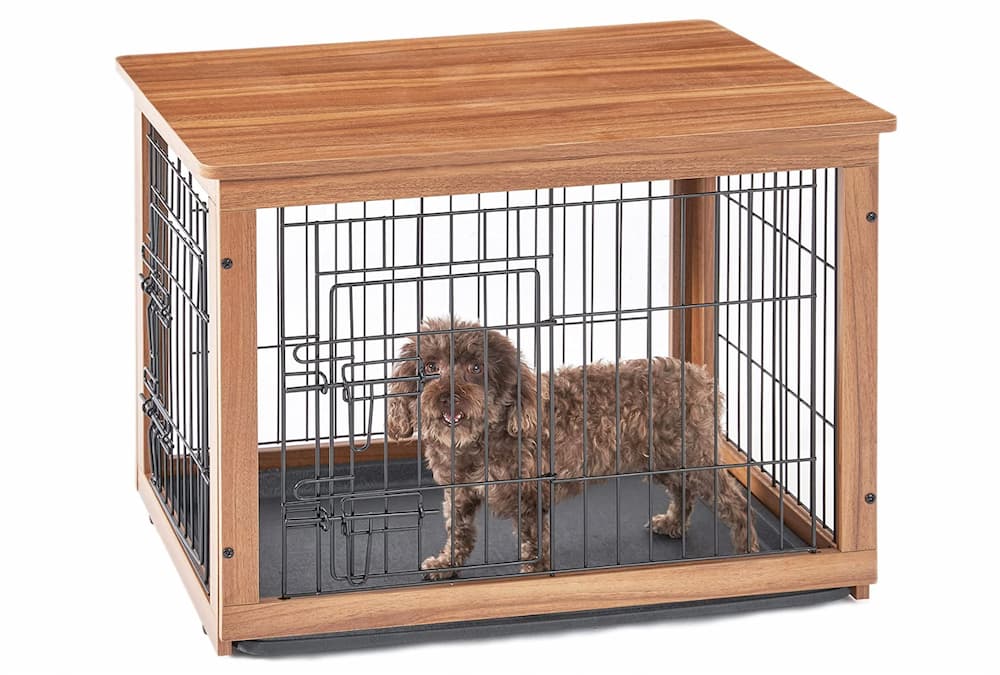 Piskyet Wooden Dog Crate End Table