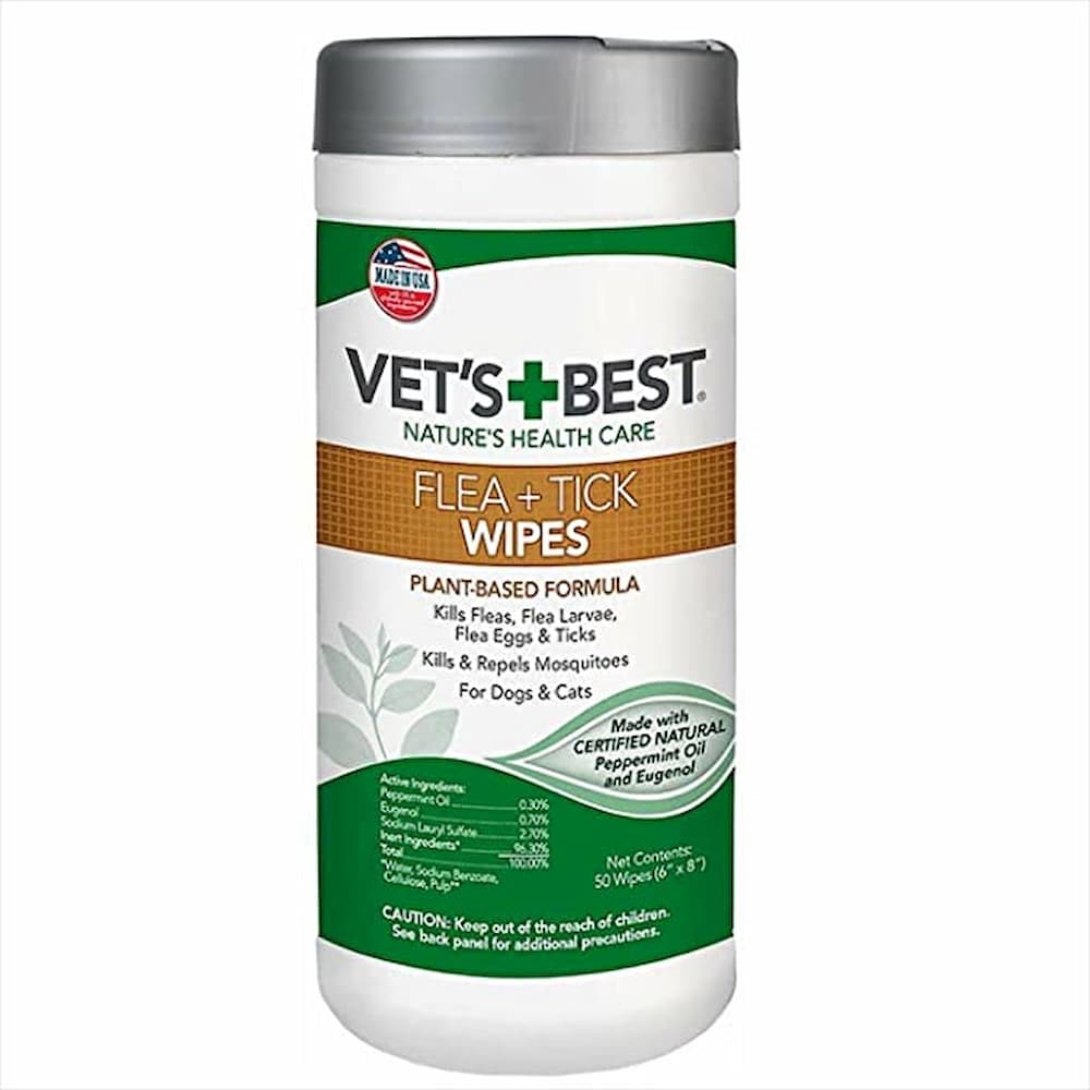 Vet's Best Flea and Tick Wipes for Dogs are a pet-friendly bug spray alternative option