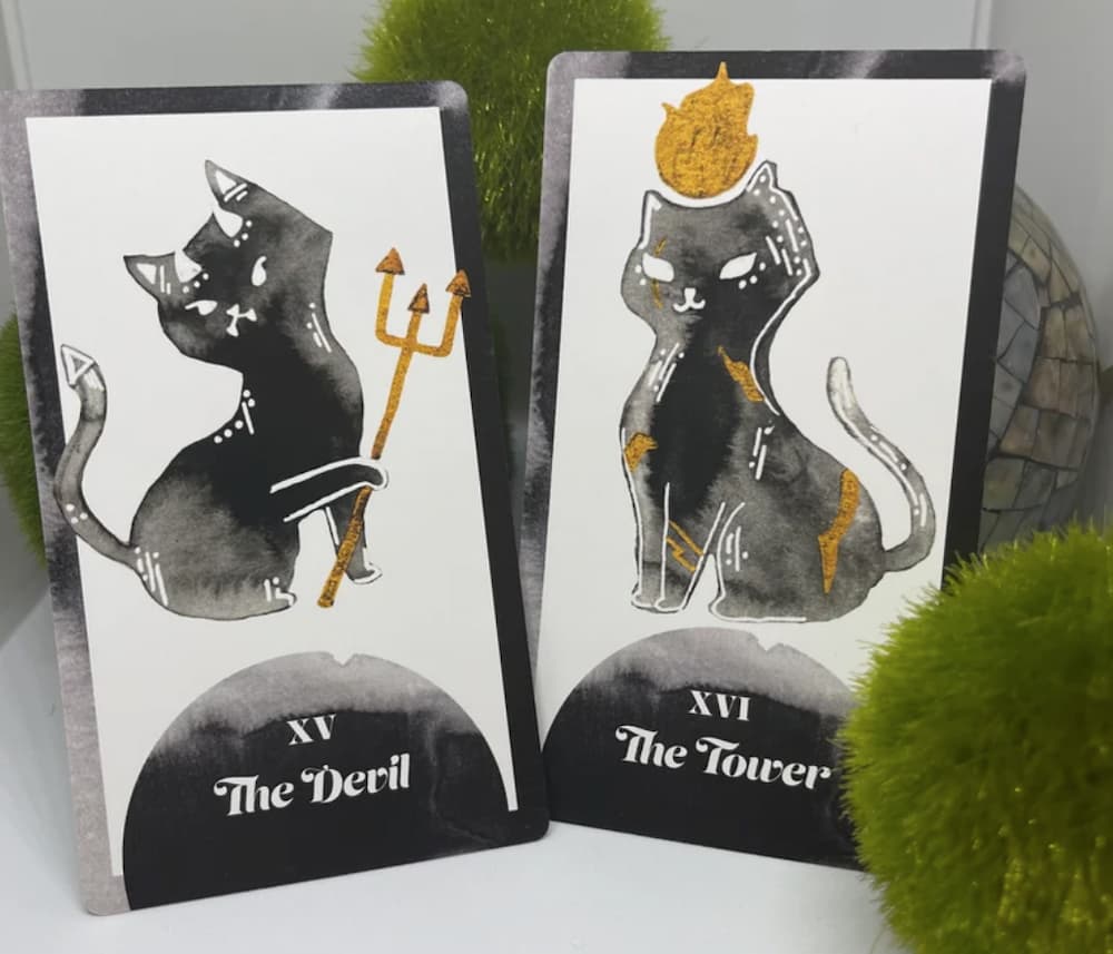 Black cat tarot cards deck