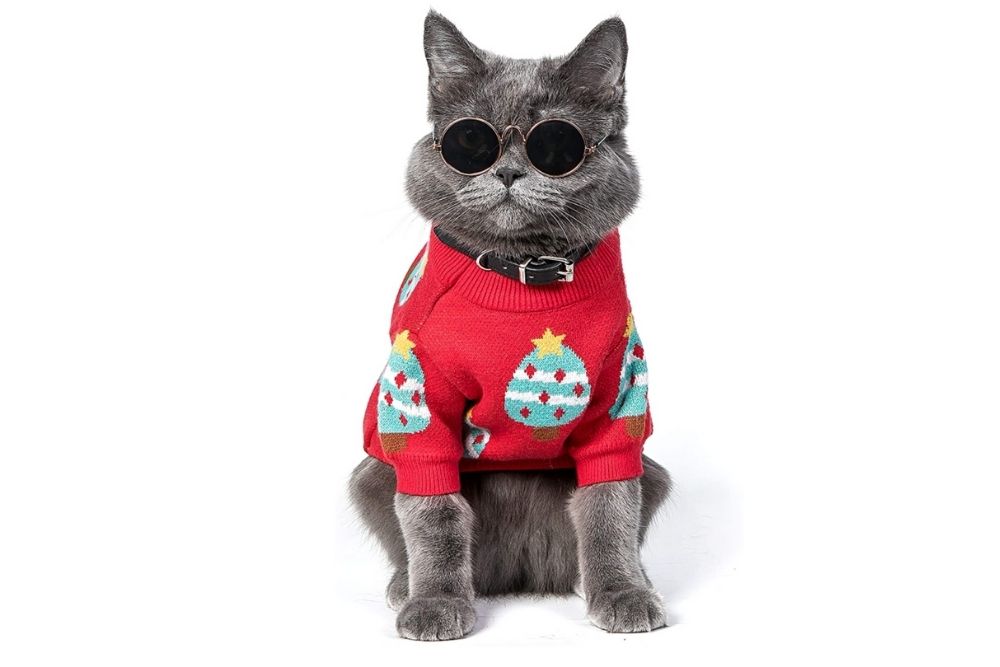 Cat cardigan Christmas sweater