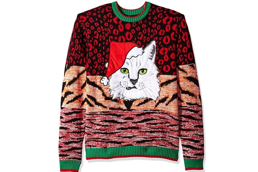 Ugly cat Christmas sweater for men
