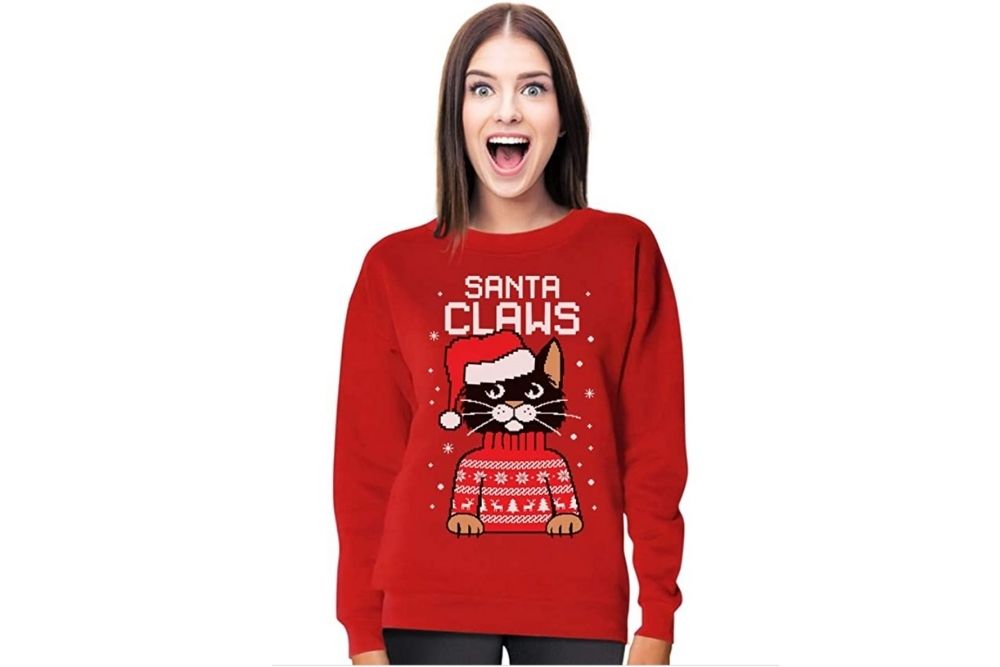Santa Claws cat sweater for women