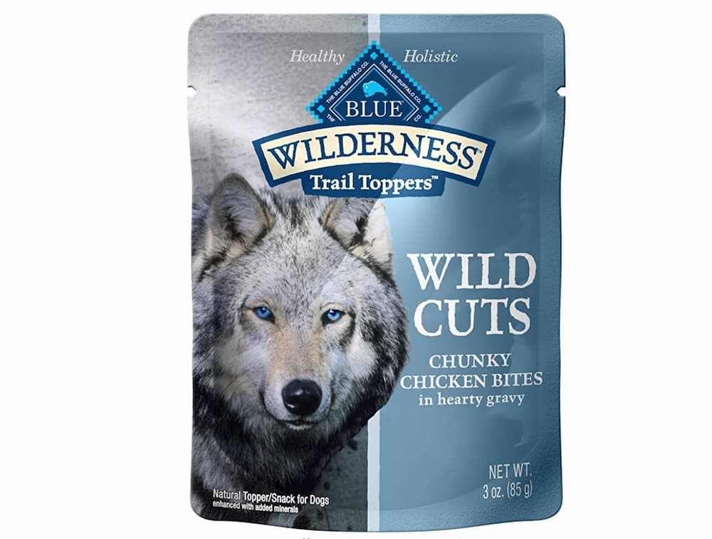 Bag of Blue Wilderness trail toppers - wild cuts chunky chicken bites