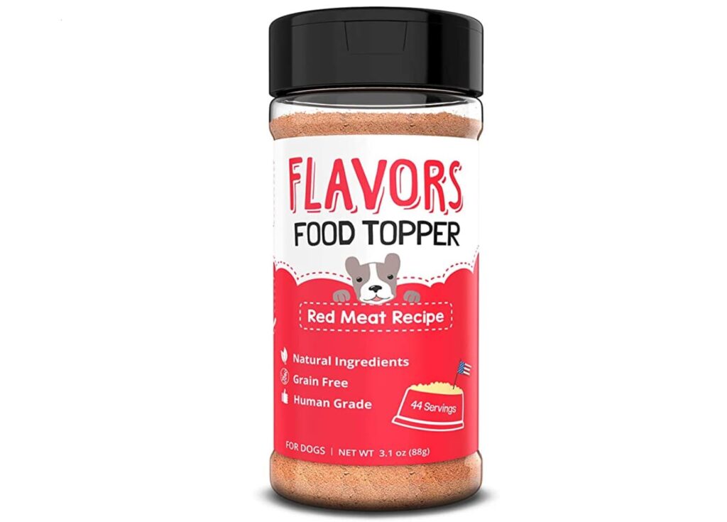 Bottle of flavors food topper, red meat recipe