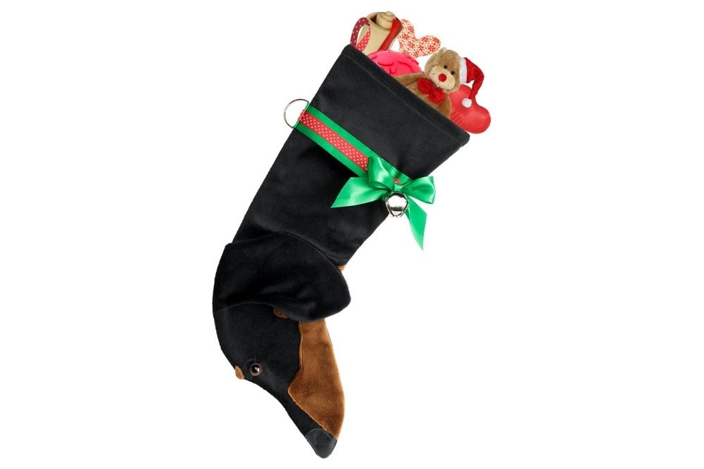 Dog shaped Christmas stocking