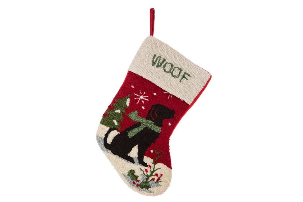Embroidered dog Christmas stocking
