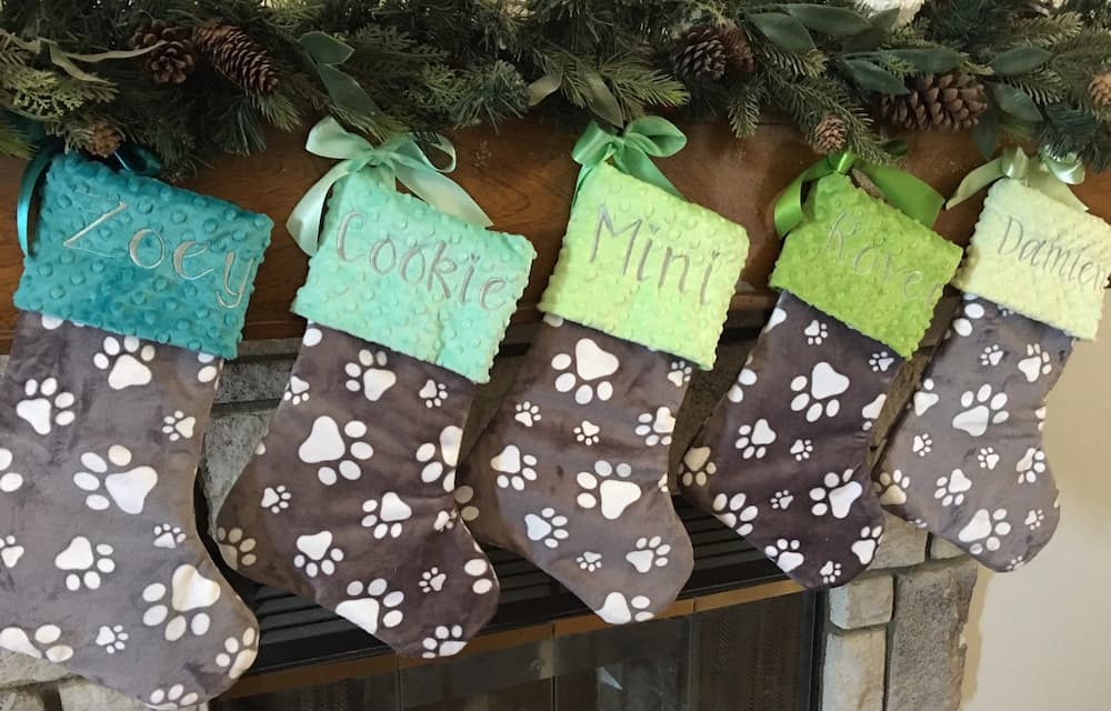 Paw print dog Christmas stocking