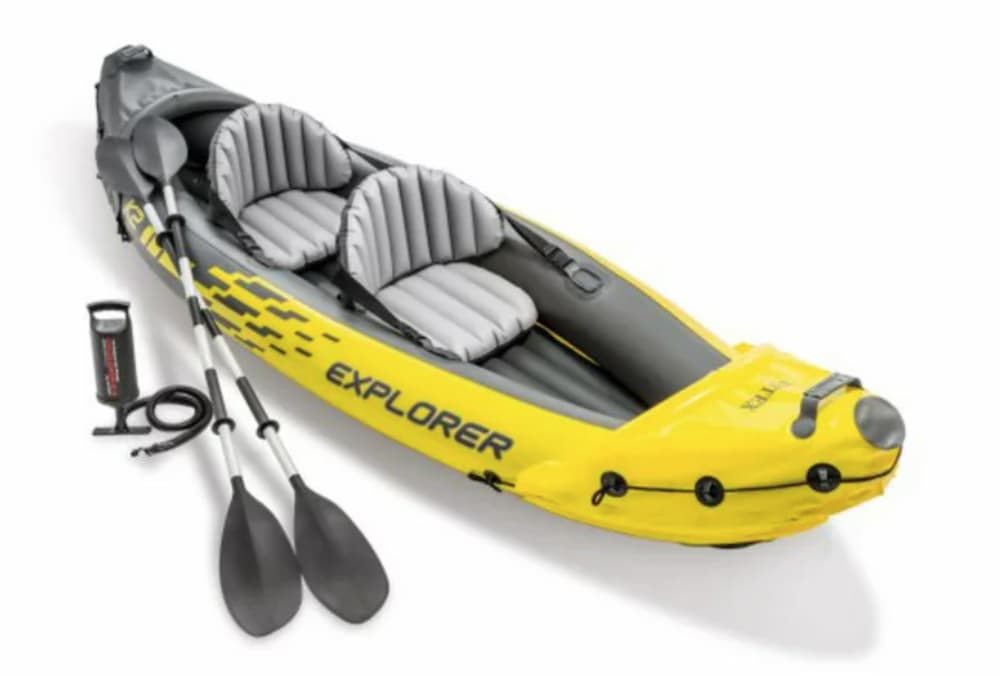 intex explorer k2 inflatable kayak with oars and hand pump