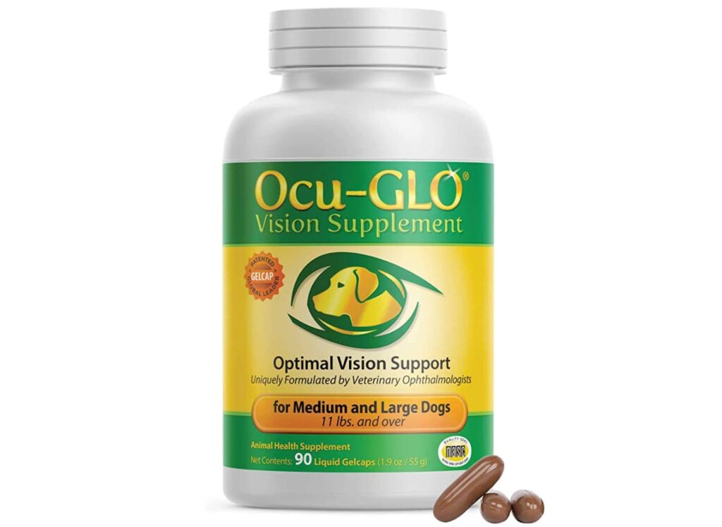Bottle of Ocu-Glo Vision Supplement for dogs