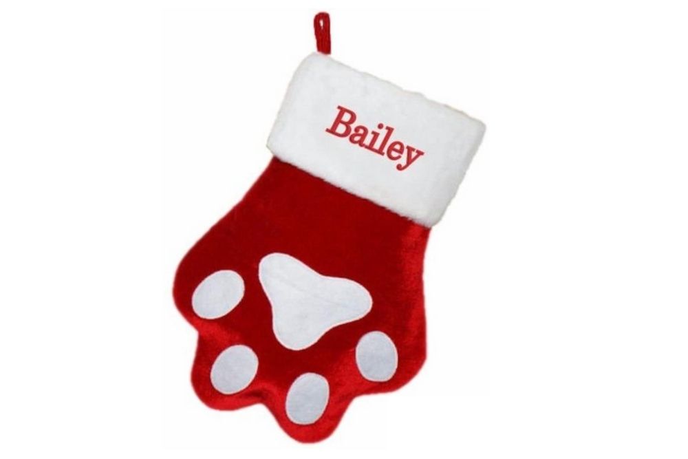 personalized dog paw Christmas stocking