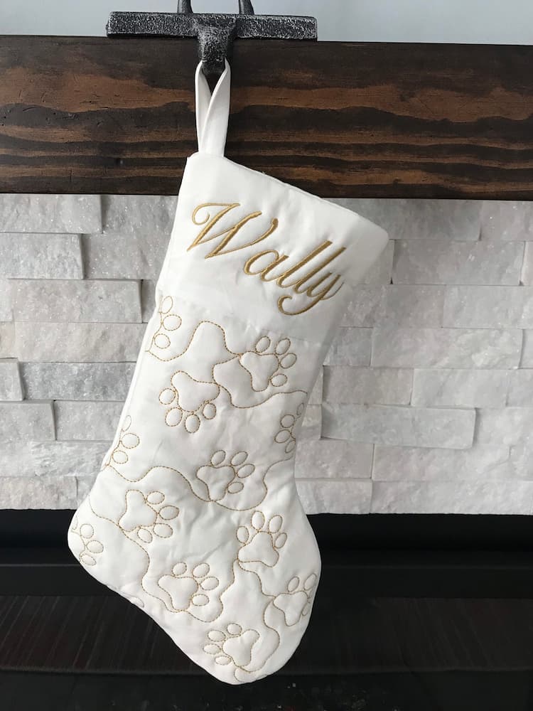 quilted dog Christmas stocking