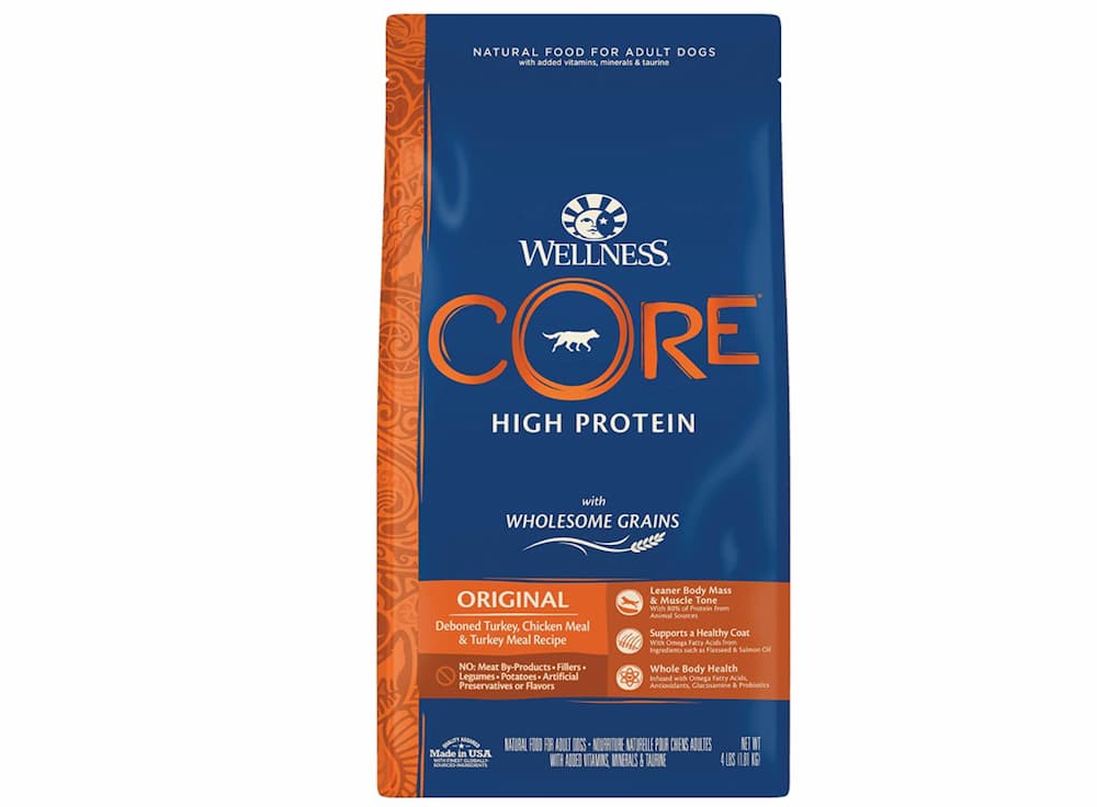 High-protein dog formula: bag of wellness wholesome grain food