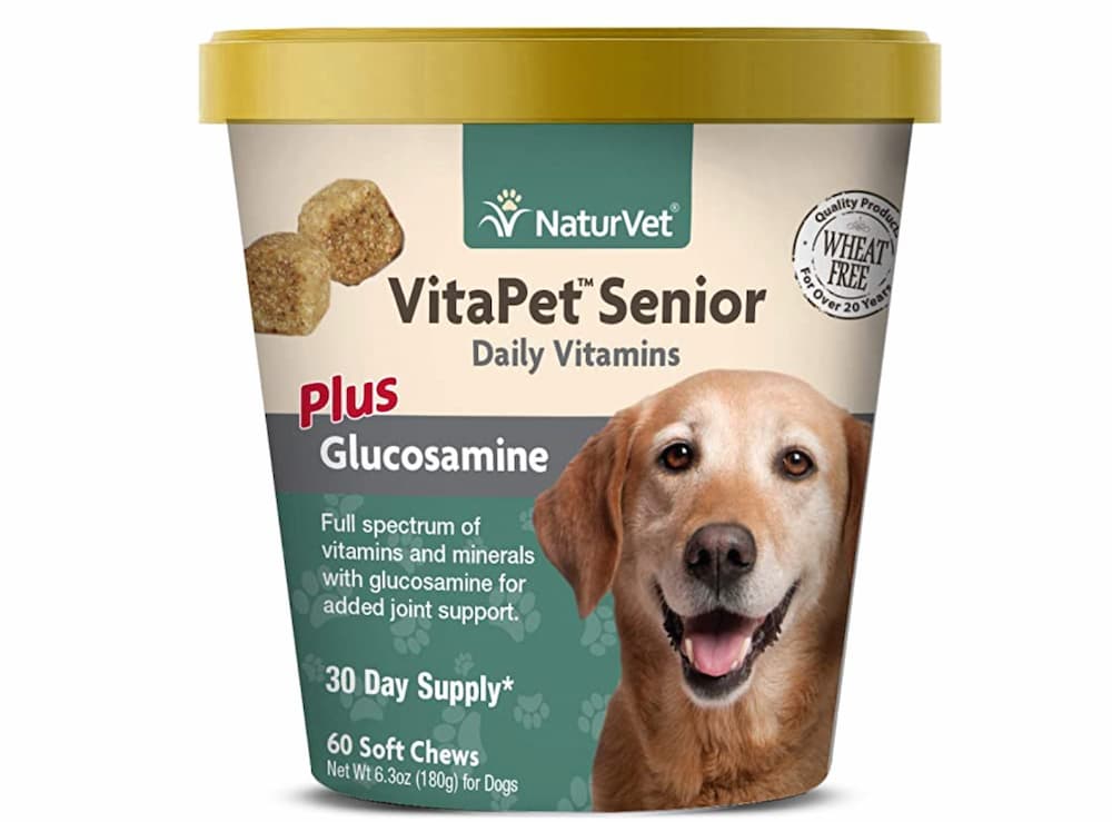 Carton of senior pet daily vitamins