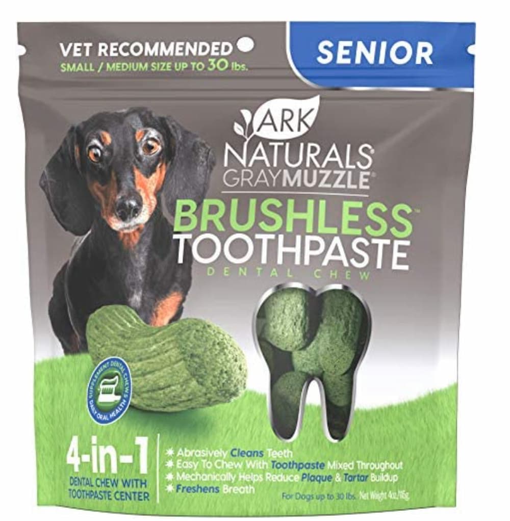 Ark Naturals Gray Muzzle Brushless Toothpaste, Senior Dog Dental Chews