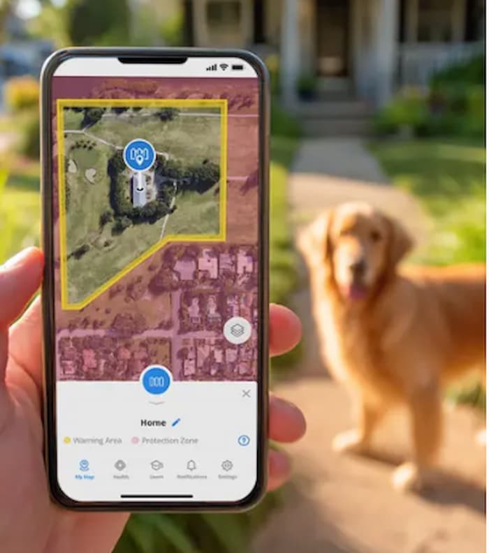 Golden Retriever as human looks at phone