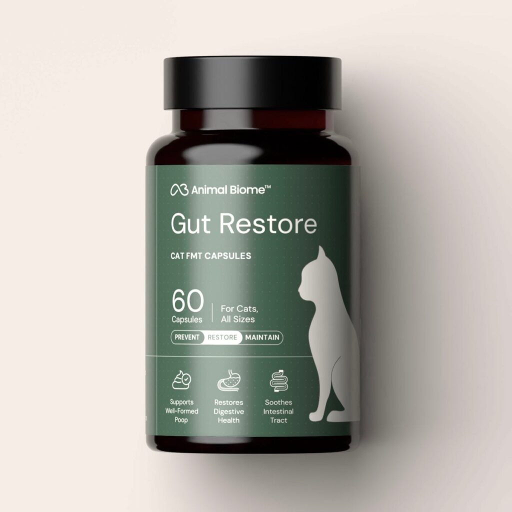 Animal Biome Gut Restore for Cats bottle and capsules