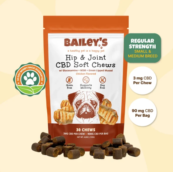Bag of Bailey's Hip & Joint CBD Soft Chews, regular strength