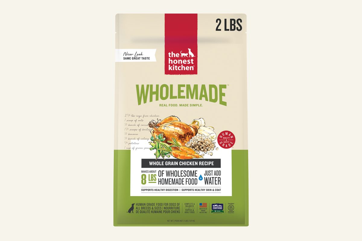 The Honest Kitchen Wholemade Whole Grain Chicken dehydrated dog food package