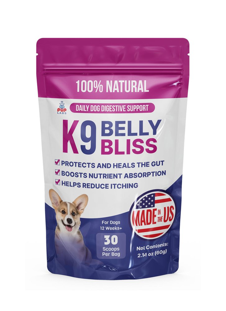 Pup Labs K9 Belly Bliss daily dog digestive support powder pouch, 30 scoops, 60 g